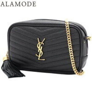 SAINT LAURENT PARIS Lou Shoulder Bag YSL Logo Crossbody Chain Black Calfskin
